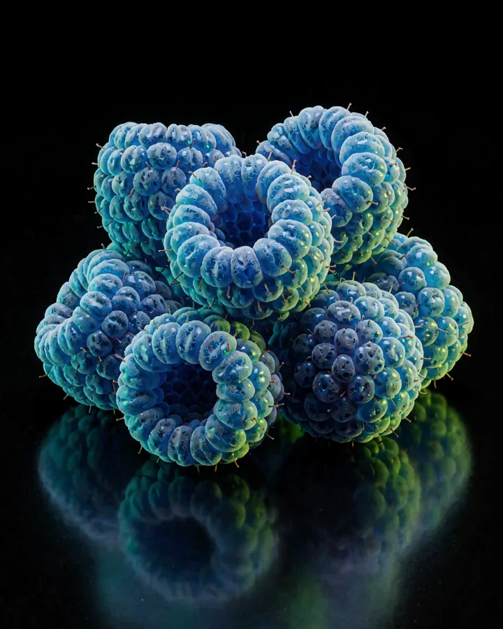 Blue Razz — blue raspberries on black glass
