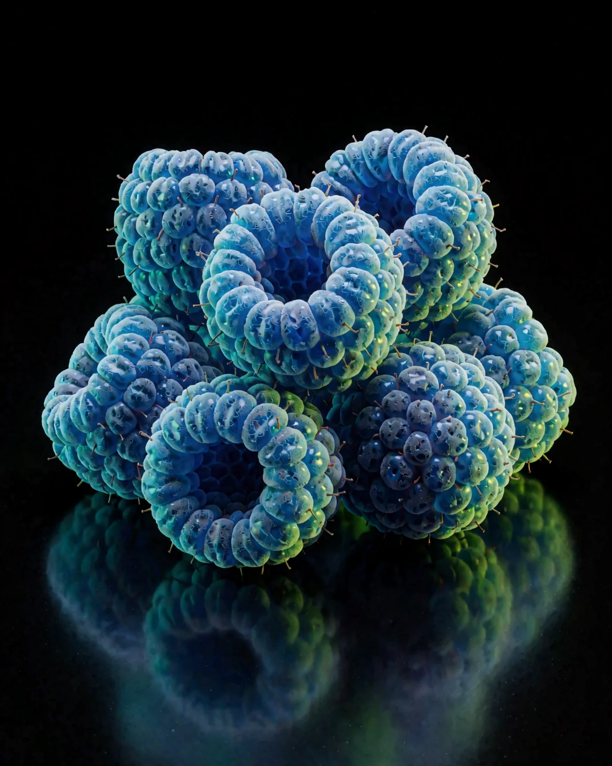 Blue Razz — blue raspberries on black glass
