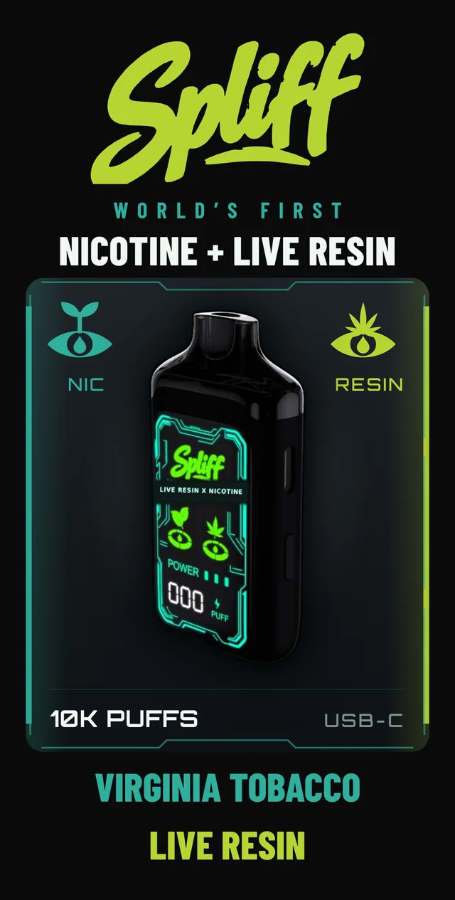 Spliff unit box front, SPL-008 Virginia Tobacco / Live Resin